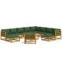 Garden furniture set 12 pieces solid wood and green cushions by vidaXL, Garden sets - Ref: Foro24-3155325, Price: 1,00 €, Dis...