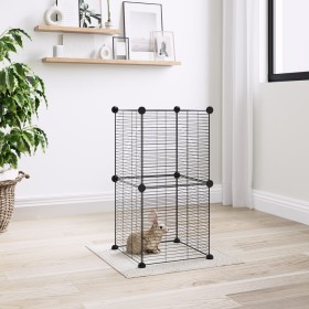 Pet cage with 8 panels black steel 35x35cm by vidaXL, Cages and habitats for small animals - Ref: Foro24-3114034, Price: 25,9...