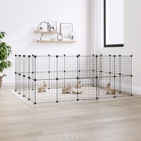 Pet cage with 36 panels, black steel door, 35x35 cm. by vidaXL, Cages and habitats for small animals - Ref: Foro24-3114039, P...