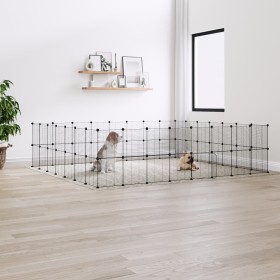 Pet cage with 60 panels black steel door 35x35 cm by vidaXL, Cages and habitats for small animals - Ref: Foro24-3114048, Pric...