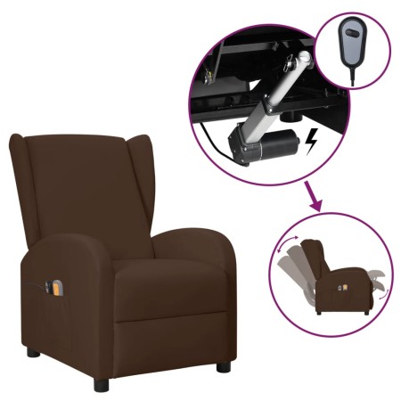 Brown Faux Leather Electric Massage Wing Chair by vidaXL, Electric massage chairs - Ref: Foro24-3098958, Price: 228,99 €, Dis...