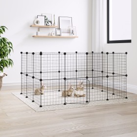 Pet cage with 28 panels black steel door 35x35 cm by vidaXL, Cages and habitats for small animals - Ref: Foro24-3114038, Pric...