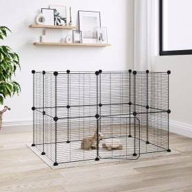 Pet cage with 20 panels black steel door 35x35 cm by vidaXL, Cages and habitats for small animals - Ref: Foro24-3114043, Pric...