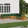 Juego muebles de jardín 12 pzas madera maciza y cojines verdes de vidaXL, Conjuntos de jardín - Ref: Foro24-3155326, Precio: ...