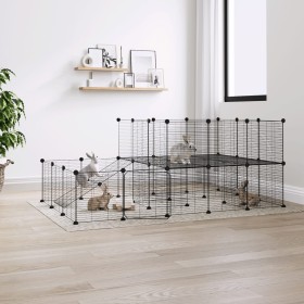 Pet cage with 44 panels black steel door 35x35 cm by vidaXL, Cages and habitats for small animals - Ref: Foro24-3114063, Pric...