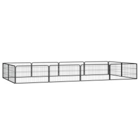 Dog cage 12 panels black powder coated steel 100x50 cm by vidaXL, Dog kennels and fences - Ref: Foro24-3115968, Price: 165,62...