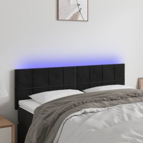 Kopfteil aus schwarzem Samt mit LED 144x5x78/88 cm von vidaXL, Kopf- und Fußteile - Ref: Foro24-3121662, Preis: 68,64 €, Raba...