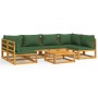 Garden furniture set 7 pieces solid wood and green cushions by vidaXL, Garden sets - Ref: Foro24-3155329, Price: 711,56 €, Di...