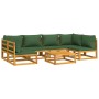 Garden furniture set 7 pieces solid wood and green cushions by vidaXL, Garden sets - Ref: Foro24-3155329, Price: 711,56 €, Di...