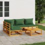 Gartenmöbel-Set 5-teilig aus Massivholz und grünen Kissen von vidaXL, Gartensets - Ref: Foro24-3155333, Preis: 479,78 €, Raba...