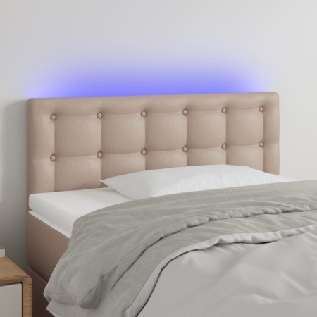 Cabecero con LED cuero sintético color capuchino 100x5x78/88 cm de vidaXL, Cabeceros y pies de cama - Ref: Foro24-3121701, Pr...