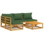 Garden furniture set 5 pieces solid wood and green cushions by vidaXL, Garden sets - Ref: Foro24-3155333, Price: 481,99 €, Di...