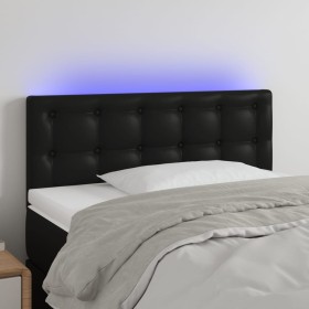 Cabecero con LED cuero sintético negro 100x5x78/88 cm de vidaXL, Cabeceros y pies de cama - Ref: Foro24-3121696, Precio: 52,9...