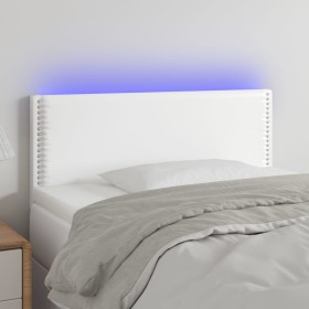 Cabecero con LED cuero sintético blanco 100x5x78/88 cm de vidaXL, Cabeceros y pies de cama - Ref: Foro24-3121557, Precio: 53,...