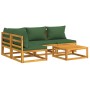 Garden furniture set 5 pieces solid wood and green cushions by vidaXL, Garden sets - Ref: Foro24-3155333, Price: 481,99 €, Di...