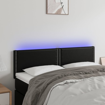 Headboard with LED lights black synthetic leather 144x5x78/88 cm by vidaXL, Headboards and footboards - Ref: Foro24-3121562, ...