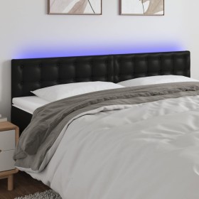 Cabecero con LED cuero sintético negro 200x5x78/88 cm de vidaXL, Cabeceros y pies de cama - Ref: Foro24-3121720, Precio: 79,8...