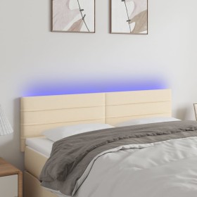 Cream fabric headboard with LED 144x5x78/88 cm by vidaXL, Headboards and footboards - Ref: Foro24-3121755, Price: 63,99 €, Di...