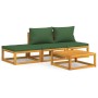 Garden furniture set 4 pieces solid wood and green cushions by vidaXL, Garden sets - Ref: Foro24-3155334, Price: 315,64 €, Di...