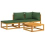 Garden furniture set 4 pieces solid wood and green cushions by vidaXL, Garden sets - Ref: Foro24-3155335, Price: 325,91 €, Di...