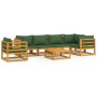 Garden furniture set 7 pieces solid wood and green cushions by vidaXL, Garden sets - Ref: Foro24-3155336, Price: 795,60 €, Di...