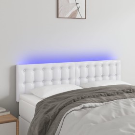 Cabecero con LED cuero sintético blanco 144x5x78/88 cm de vidaXL, Cabeceros y pies de cama - Ref: Foro24-3121703, Precio: 67,...