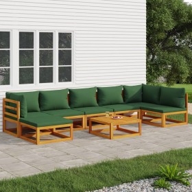 Gartenmöbel-Set 8-teilig aus Massivholz mit grünen Kissen von vidaXL, Gartensets - Ref: Foro24-3155337, Preis: 764,99 €, Raba...