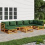 Garden furniture set 8 pieces solid wood with green cushions by vidaXL, Garden sets - Ref: Foro24-3155337, Price: 762,08 €, D...