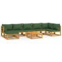 Garden furniture set 8 pieces solid wood with green cushions by vidaXL, Garden sets - Ref: Foro24-3155337, Price: 762,08 €, D...