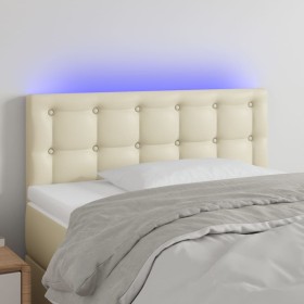 Cabecero con LED cuero sintético color crema 100x5x78/88 cm de vidaXL, Cabeceros y pies de cama - Ref: Foro24-3121698, Precio...