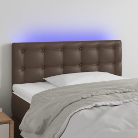 Cabecero con LED cuero sintético marrón 90x5x78/88 cm de vidaXL, Cabeceros y pies de cama - Ref: Foro24-3121693, Precio: 49,9...