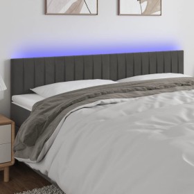 Cabecero con LED de terciopelo gris oscuro 200x5x78/88 cm de vidaXL, Cabeceros y pies de cama - Ref: Foro24-3121917, Precio: ...