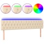 Cream fabric headboard with LED 180x7x78/88 cm by vidaXL, Headboards and footboards - Ref: Foro24-3121967, Price: 91,08 €, Di...