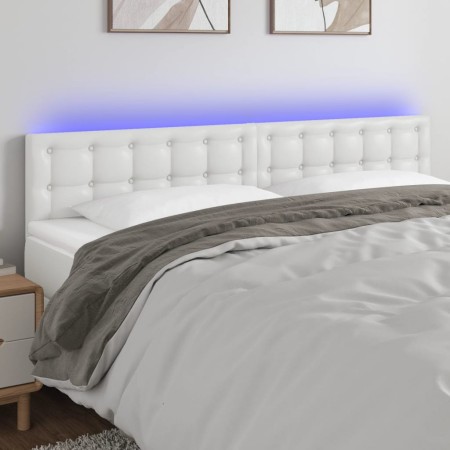 Cabecero con LED cuero sintético blanco 160x5x78/88 cm de vidaXL, Cabeceros y pies de cama - Ref: Foro24-3121709, Precio: 73,...