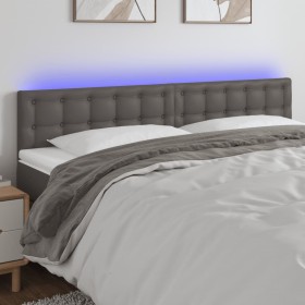 Cabecero con LED cuero sintético gris 200x5x78/88 cm de vidaXL, Cabeceros y pies de cama - Ref: Foro24-3121724, Precio: 81,84...