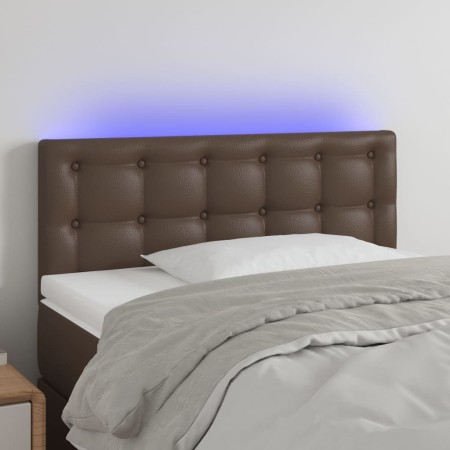 Headboard with LED brown synthetic leather 100x5x78/88 cm by vidaXL, Headboards and footboards - Ref: Foro24-3121699, Price: ...