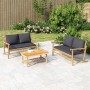 3-teiliges Gartenmöbel-Set aus Bambus mit dunkelgrauen Kissen von vidaXL, Gartensets - Ref: Foro24-3156472, Preis: 339,28 €, ...