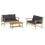 3-piece bamboo garden furniture set with dark gray cushions by vidaXL, Garden sets - Ref: Foro24-3156472, Price: 338,99 €, Di...