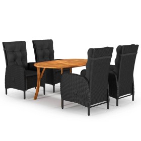 Juego de comedor de jardín de 5 piezas negro de vidaXL, Conjuntos de jardín - Ref: Foro24-3071996, Precio: 761,99 €, Descuent...