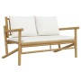 Garden furniture set 3 pieces bamboo and cream white cushions by vidaXL, Garden sets - Ref: Foro24-3156473, Price: 402,29 €, ...