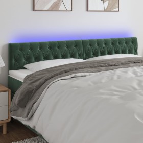 Cabecero con LED de terciopelo verde oscuro 200x7x78/88 cm de vidaXL, Cabeceros y pies de cama - Ref: Foro24-3122017, Precio:...