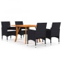 Juego de comedor para jardín de 5 piezas negro de vidaXL, Conjuntos de jardín - Ref: Foro24-3071929, Precio: 467,96 €, Descue...