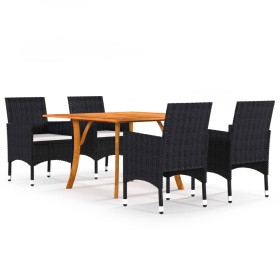 Juego de comedor para jardín de 5 piezas negro de vidaXL, Conjuntos de jardín - Ref: Foro24-3071929, Precio: 463,99 €, Descue...