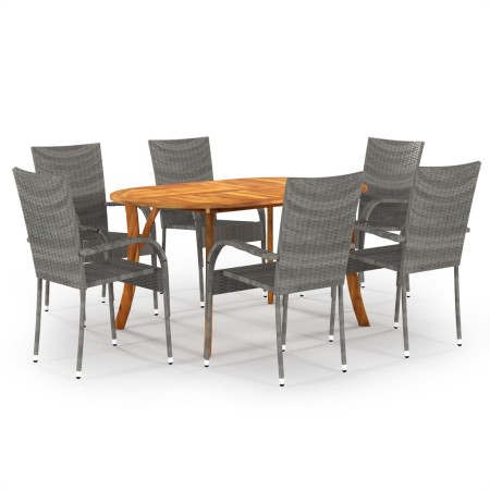 Juego de comedor para jardín de 7 piezas gris de vidaXL, Conjuntos de jardín - Ref: Foro24-3072004, Precio: 454,03 €, Descuen...