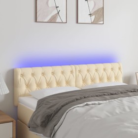 Cream fabric headboard with LED 160x7x78/88 cm by vidaXL, Headboards and footboards - Ref: Foro24-3121959, Price: 82,99 €, Di...