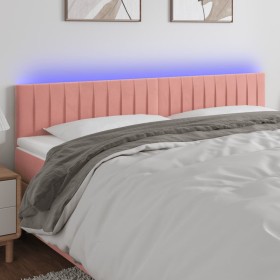 Pink velvet headboard with LED 160x5x78/88 cm by vidaXL, Headboards and footboards - Ref: Foro24-3121909, Price: 64,28 €, Dis...