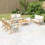 5-piece garden furniture set made of bamboo with cream white cushions by vidaXL, Garden sets - Ref: Foro24-3156475, Price: 61...