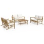 5-piece garden furniture set made of bamboo with cream white cushions by vidaXL, Garden sets - Ref: Foro24-3156475, Price: 61...