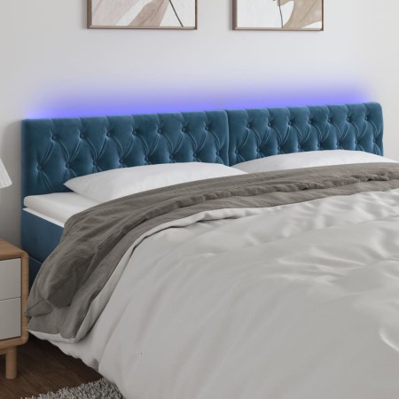 Cabecero con LED de terciopelo azul oscuro 200x7x78/88 cm de vidaXL, Cabeceros y pies de cama - Ref: Foro24-3122018, Precio: ...