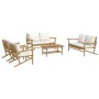 5-piece garden furniture set made of bamboo with cream white cushions by vidaXL, Garden sets - Ref: Foro24-3156475, Price: 61...